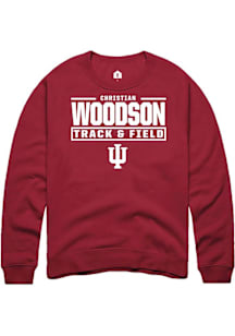 Christian Woodson  Rally Indiana Hoosiers Mens Cardinal NIL Stacked Box Long Sleeve Crew Sweatshir..