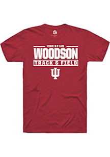 Christian Woodson  Indiana Hoosiers Cardinal Rally NIL Stacked Box Short Sleeve T Shirt
