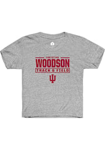 Christian Woodson  Rally Indiana Hoosiers Youth Grey NIL Stacked Box Short Sleeve T-Shirt