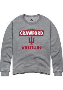 Christopher Crawford Rally Mens Grey Indiana Hoosiers NIL Striped Crew Sweatshirt