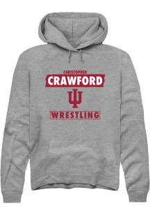 Christopher Crawford Rally Mens Grey Indiana Hoosiers NIL Striped Hooded Sweatshirt