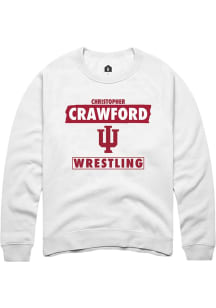 Christopher Crawford Rally Mens White Indiana Hoosiers NIL Striped Crew Sweatshirt