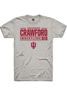 Christopher Crawford Ash Indiana Hoosiers NIL Stacked Box Short Sleeve T Shirt