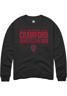Christopher Crawford Rally Mens Black Indiana Hoosiers NIL Stacked Box Crew Sweatshirt