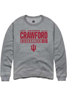 Christopher Crawford Rally Mens Graphite Indiana Hoosiers NIL Stacked Box Crew Sweatshirt