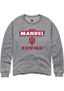 Daniella Mandel Rally Mens Grey Indiana Hoosiers NIL Striped Crew Sweatshirt