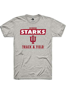 Dezmone Starks  Indiana Hoosiers Ash Rally NIL Striped Short Sleeve T Shirt