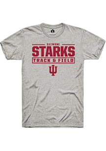 Dezmone Starks  Indiana Hoosiers Ash Rally NIL Stacked Box Short Sleeve T Shirt