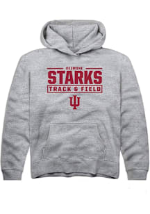 Dezmone Starks  Rally Indiana Hoosiers Youth Grey NIL Stacked Box Long Sleeve Hoodie