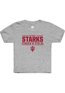 Dezmone Starks  Rally Indiana Hoosiers Youth Grey NIL Stacked Box Short Sleeve T-Shirt