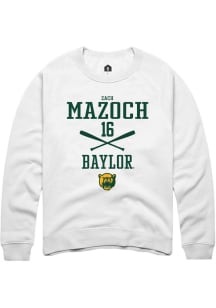 Zach Mazoch  Rally Baylor Bears Mens White NIL Sport Icon Long Sleeve Crew Sweatshirt