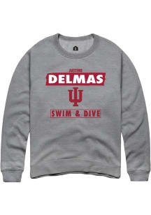 Justine Delmas Rally Mens Grey Indiana Hoosiers NIL Striped Crew Sweatshirt