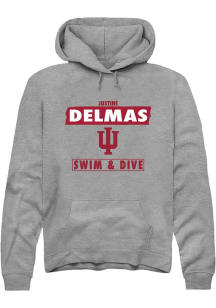 Justine Delmas Rally Mens Grey Indiana Hoosiers NIL Striped Hooded Sweatshirt