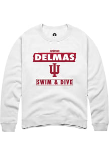 Justine Delmas Rally Mens White Indiana Hoosiers NIL Striped Crew Sweatshirt