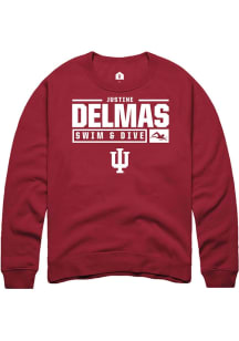 Justine Delmas Rally Mens Cardinal Indiana Hoosiers NIL Stacked Box Crew Sweatshirt