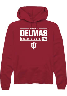 Justine Delmas Rally Mens Cardinal Indiana Hoosiers NIL Stacked Box Hooded Sweatshirt