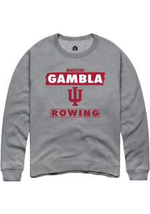 Madeline Gambla Rally Mens Grey Indiana Hoosiers NIL Striped Crew Sweatshirt
