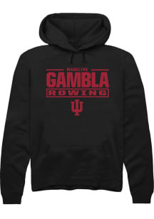 Madeline Gambla Rally Mens Black Indiana Hoosiers NIL Stacked Box Hooded Sweatshirt