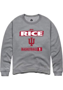 Myles Rice Rally Mens Grey Indiana Hoosiers NIL Striped Crew Sweatshirt