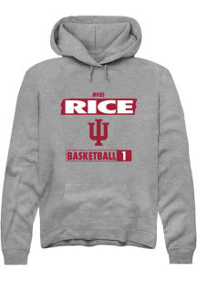 Myles Rice Rally Mens Grey Indiana Hoosiers NIL Striped Hooded Sweatshirt