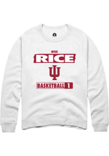 Myles Rice Rally Mens White Indiana Hoosiers NIL Striped Crew Sweatshirt