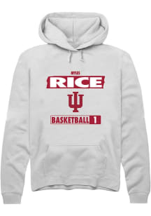 Myles Rice Rally Mens White Indiana Hoosiers NIL Striped Hooded Sweatshirt