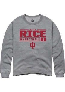 Myles Rice Rally Mens Graphite Indiana Hoosiers NIL Stacked Box Crew Sweatshirt