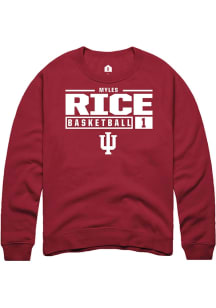 Myles Rice Rally Mens Cardinal Indiana Hoosiers NIL Stacked Box Crew Sweatshirt