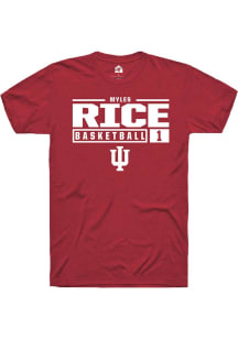 Myles Rice Cardinal Indiana Hoosiers NIL Stacked Box Short Sleeve T Shirt