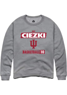 Shay Ciezki Rally Mens Grey Indiana Hoosiers NIL Striped Crew Sweatshirt