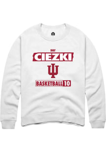 Shay Ciezki Rally Mens White Indiana Hoosiers NIL Striped Crew Sweatshirt