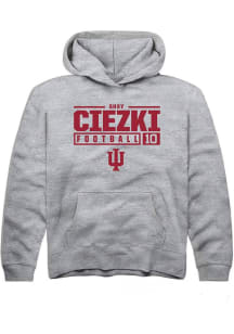 Shay Ciezki Rally Youth Grey Indiana Hoosiers NIL Stacked Box Style Long Sleeve Hooded Sweatshir..