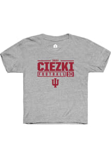 Shay Ciezki Rally Youth Grey Indiana Hoosiers NIL Stacked Box Design Short Sleeve T-Shirt