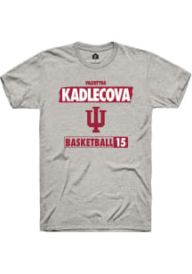 Valentyna Kadlecova Ash Indiana Hoosiers NIL Striped Short Sleeve T Shirt