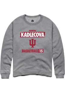 Valentyna Kadlecova Rally Mens Grey Indiana Hoosiers NIL Striped Crew Sweatshirt