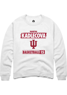 Valentyna Kadlecova Rally Mens White Indiana Hoosiers NIL Striped Crew Sweatshirt