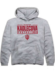 Valentyna Kadlecova Rally Youth Grey Indiana Hoosiers NIL Stacked Box Graphic Long Sleeve Hooded..