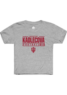 Valentyna Kadlecova Rally Youth Grey Indiana Hoosiers NIL Stacked Box Short Sleeve T-Shirt