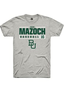 Zach Mazoch  Baylor Bears Ash Rally NIL Stacked Box Short Sleeve T Shirt