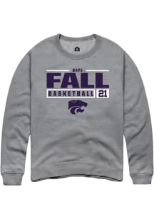 Baye Fall Rally Mens Graphite K-State Wildcats NIL Stacked Box Crew Sweatshirt