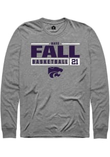 Baye Fall Rally Mens Graphite K-State Wildcats NIL Stacked Box Tee