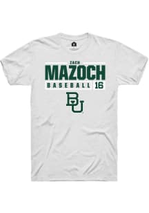 Zach Mazoch  Baylor Bears White Rally NIL Stacked Box Short Sleeve T Shirt