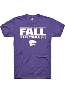 Baye Fall Purple K-State Wildcats NIL Stacked Box Short Sleeve T Shirt