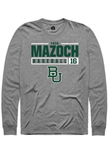 Zach Mazoch  Baylor Bears Grey Rally NIL Stacked Box Long Sleeve T Shirt