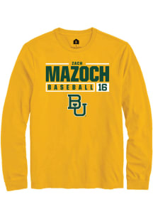 Zach Mazoch  Baylor Bears Gold Rally NIL Stacked Box Long Sleeve T Shirt