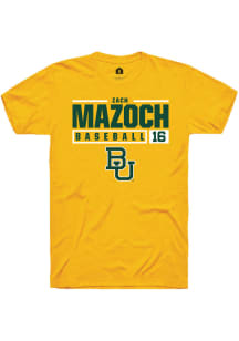 Zach Mazoch  Baylor Bears Gold Rally NIL Stacked Box Short Sleeve T Shirt