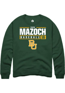 Zach Mazoch  Rally Baylor Bears Mens Green NIL Stacked Box Long Sleeve Crew Sweatshirt