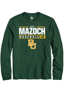 Zach Mazoch  Baylor Bears Green Rally NIL Stacked Box Long Sleeve T Shirt