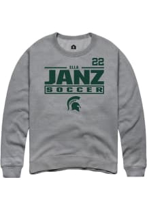Ella Janz Rally Mens Graphite Michigan State Spartans NIL Stacked Box Crew Sweatshirt