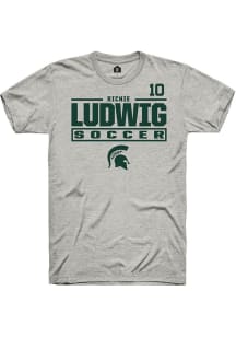Richie Ludwig Ash Michigan State Spartans NIL Stacked Box Short Sleeve T Shirt